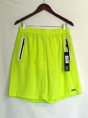 NWT Rockstar Original Captain Graphic Shorts Men XXL Neon Yellow Zipper Pockets